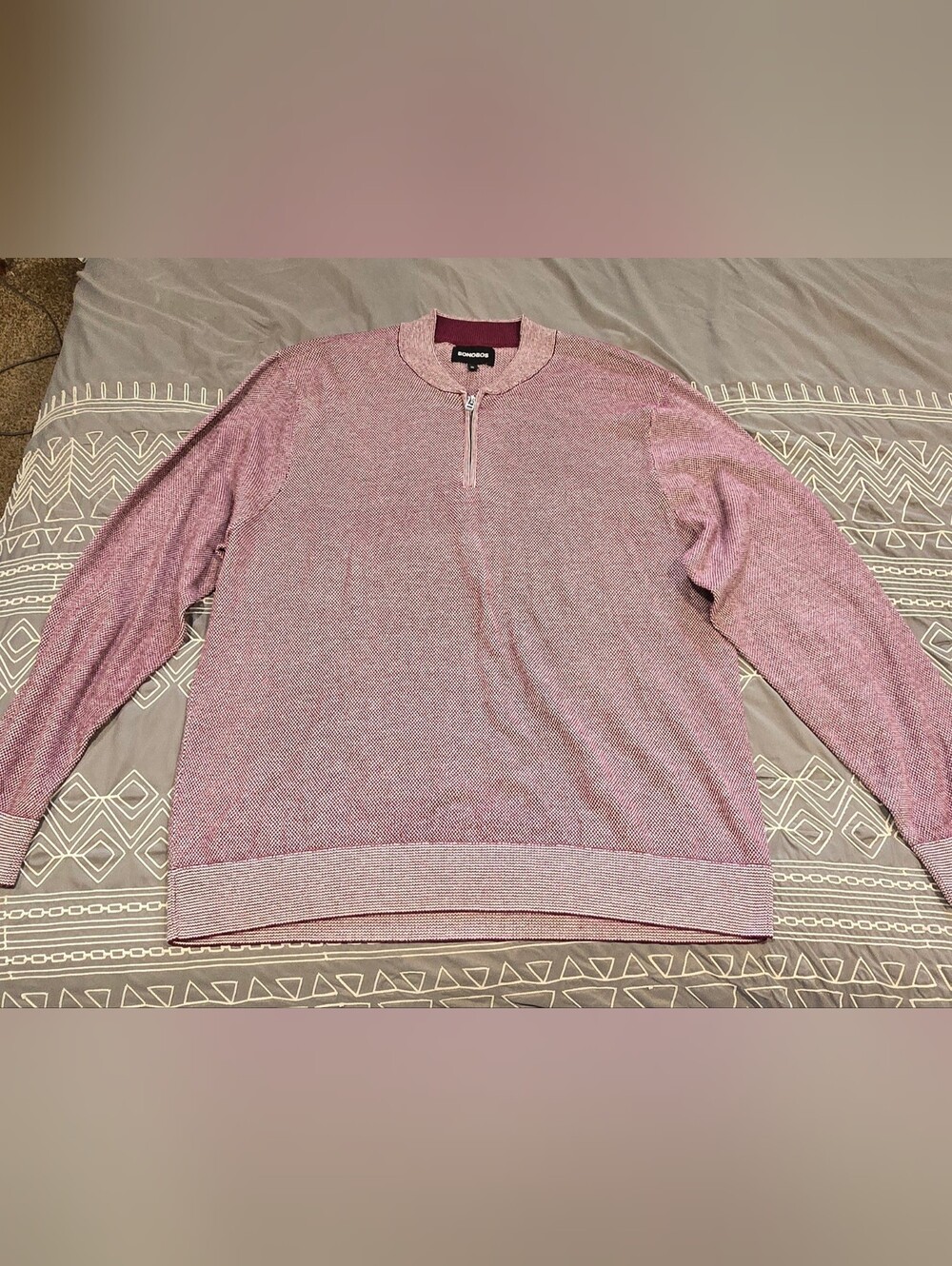 Bonobos Men's Quarter Zip Burgundy Sweater Size XL